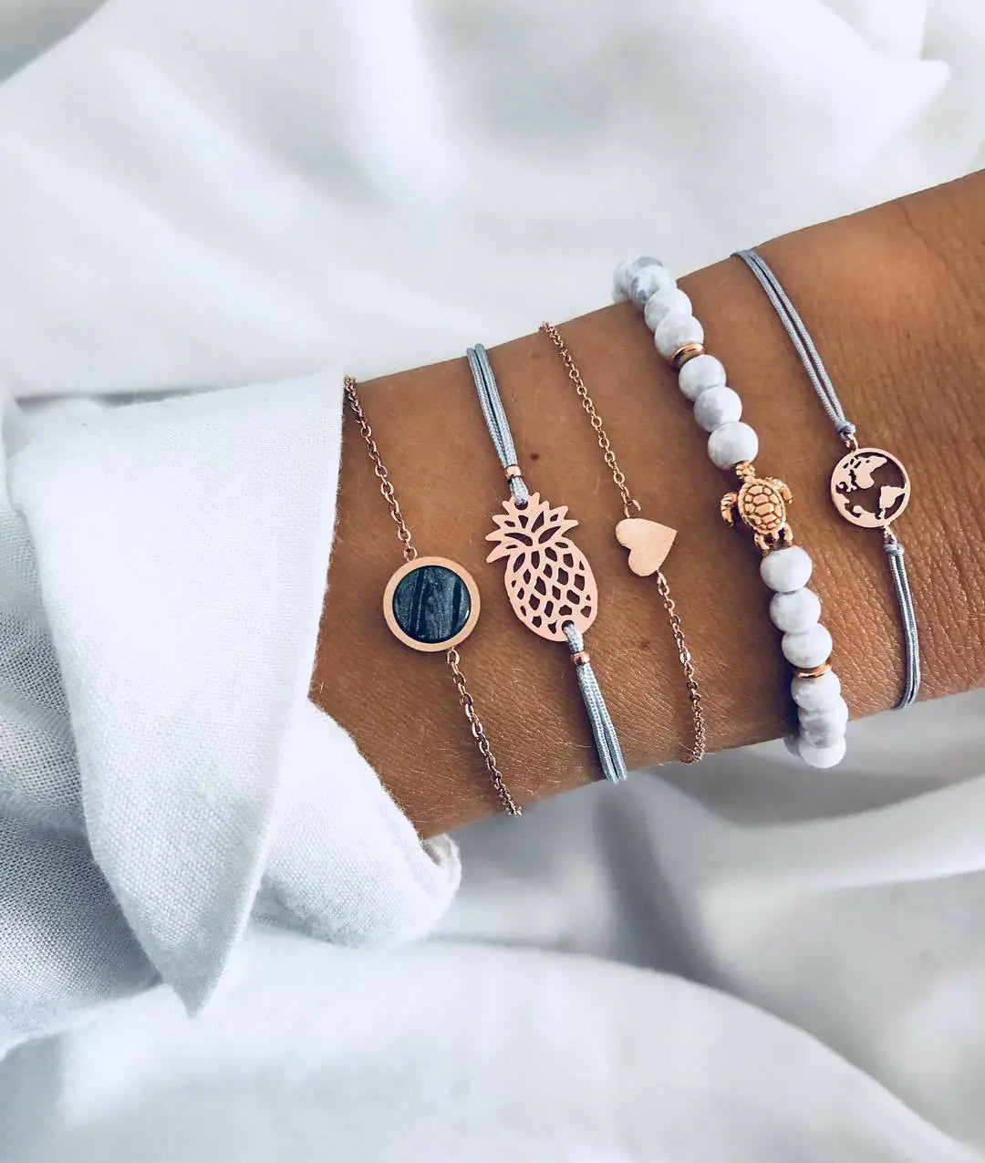 Beaded Chain Bracelet Set for Women