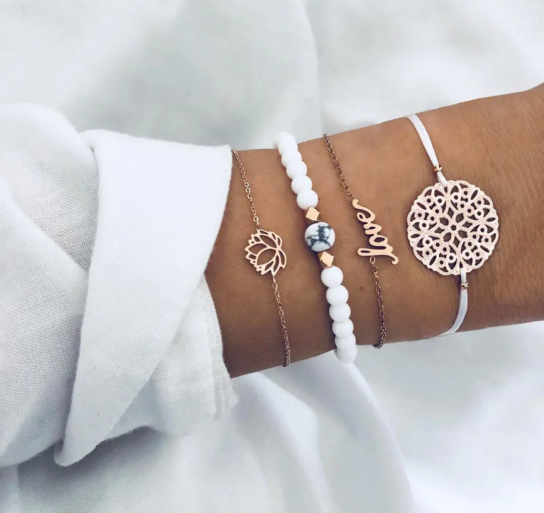 Beaded Chain Bracelet Set for Women