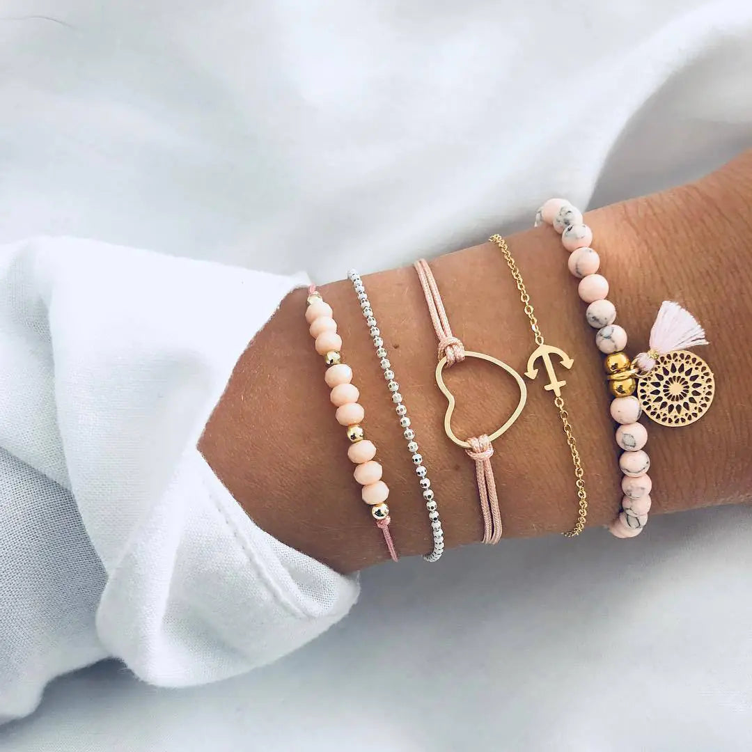 Beaded Chain Bracelet Set for Women