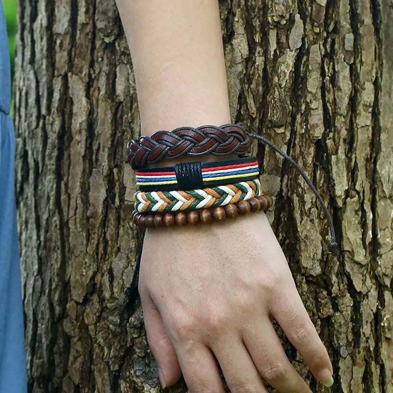 Vintage Woven Leather Bracelet for Men