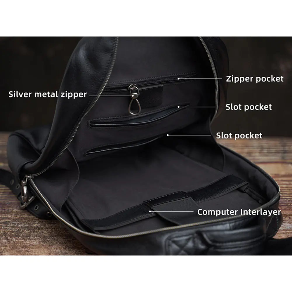 NUPUGOO Genuine Leather Casual Backpack for Men