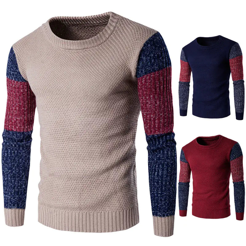 Fashionable Color-Matched Sweater for Men