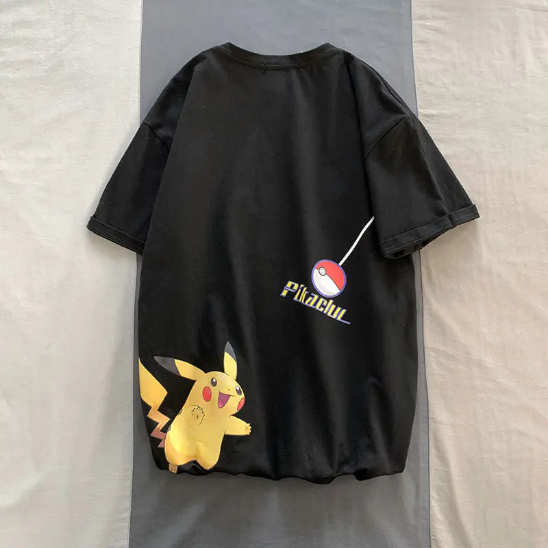 Harajuku Style Pikachu Loose Cotton T-Shirt for Men