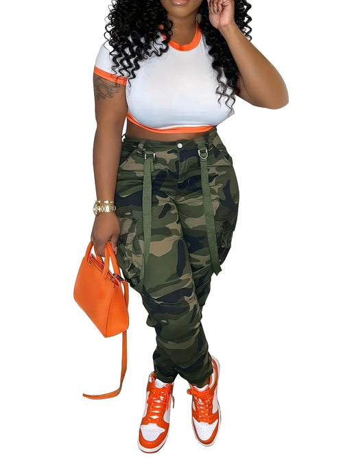 SDNGED Camo Cargo Pants for Women Army Fatigue Cargo Pants