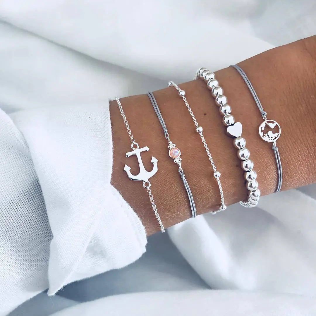 Beaded Chain Bracelet Set for Women