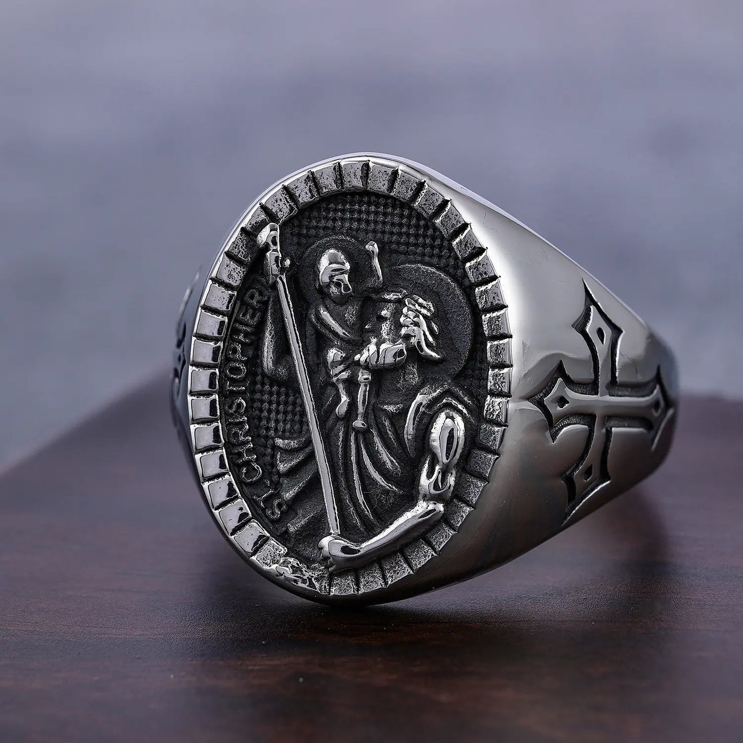 Vintage Silver Cross Ring for Men