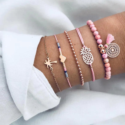 Beaded Chain Bracelet Set for Women