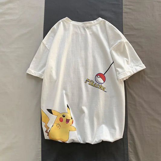 Harajuku Style Pikachu Loose Cotton T-Shirt for Men
