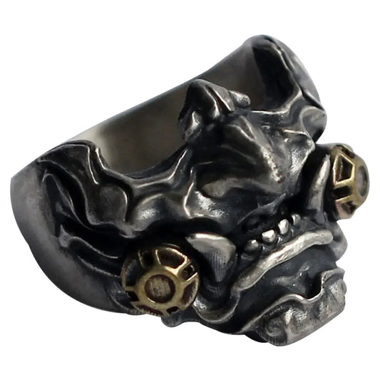 Japanese Samurai Mask Ring for Men