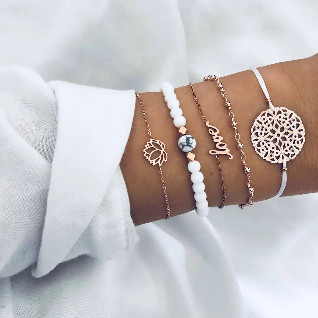 Beaded Chain Bracelet Set for Women