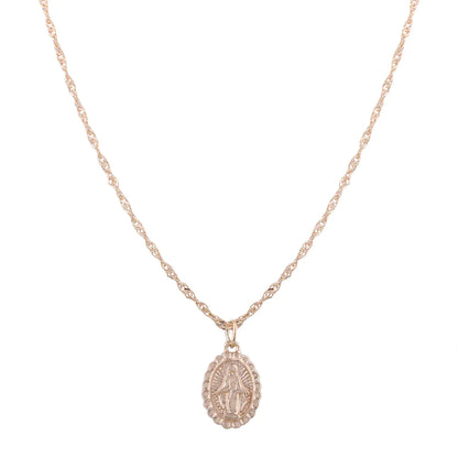 Cross Virgin Mary Pendant, Cross Necklace, Layered Coin Necklace