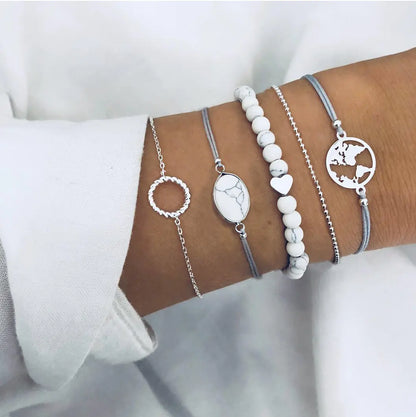 Beaded Chain Bracelet Set for Women