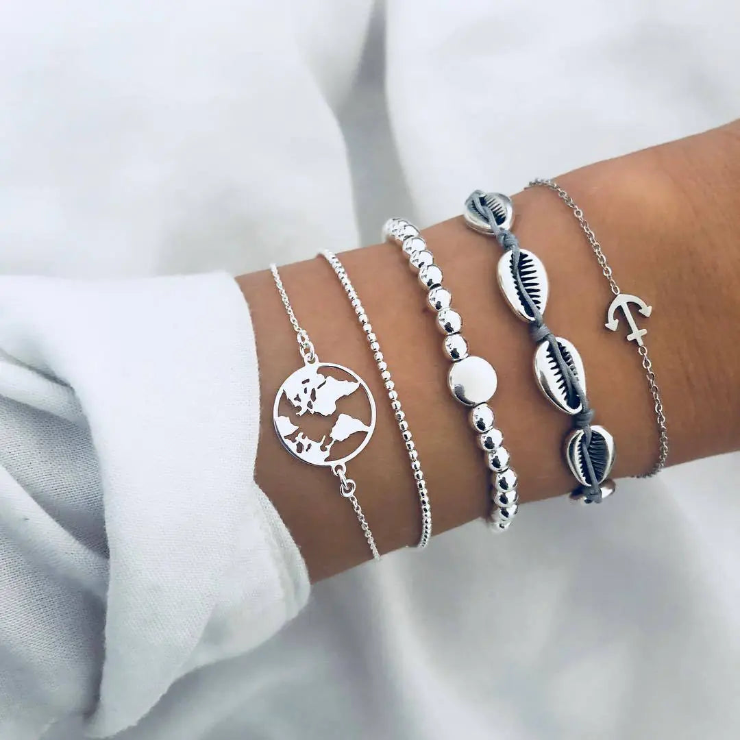 Beaded Chain Bracelet Set for Women