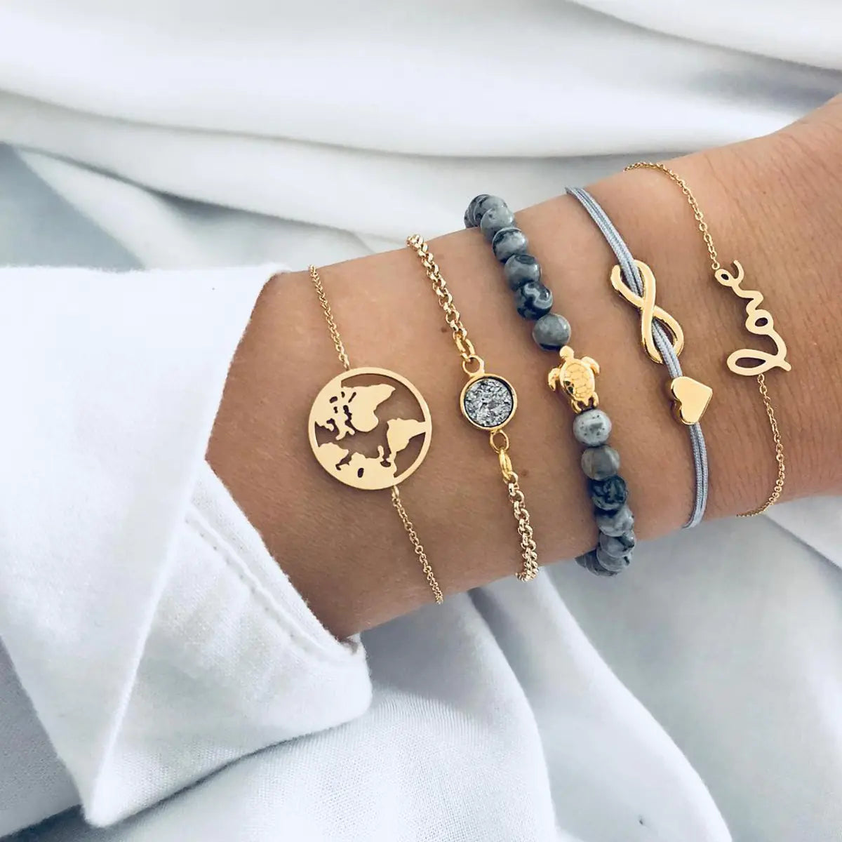 Beaded Chain Bracelet Set for Women