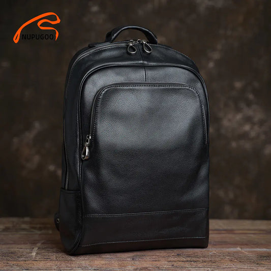 NUPUGOO Genuine Leather Casual Backpack for Men