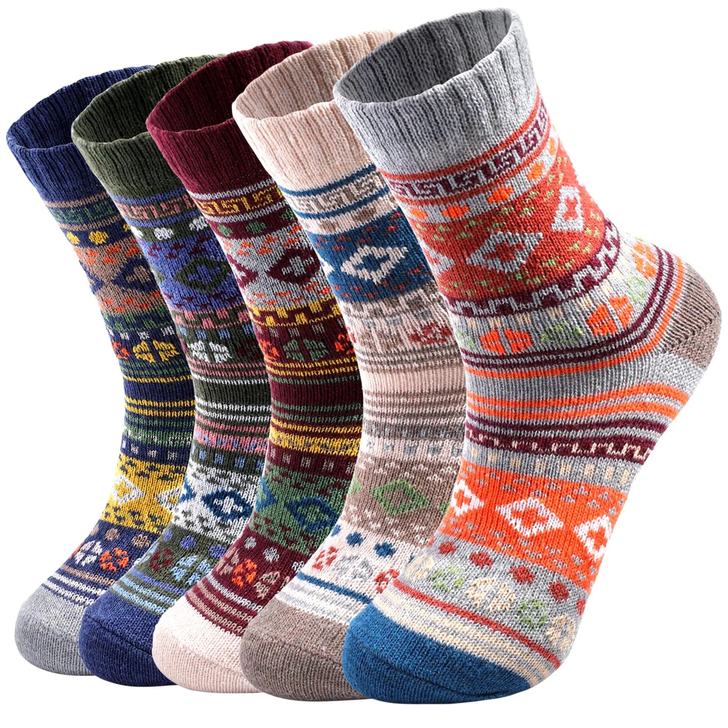 Clothclose 5 Pairs Wool Socks Comfortable and Warm