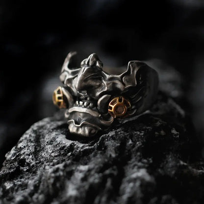 Japanese Samurai Mask Ring for Men