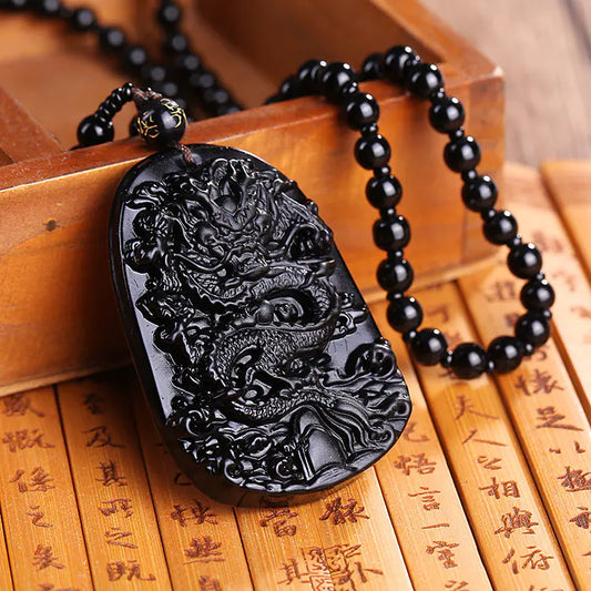 Crystal Bead Dragon Chain Necklace