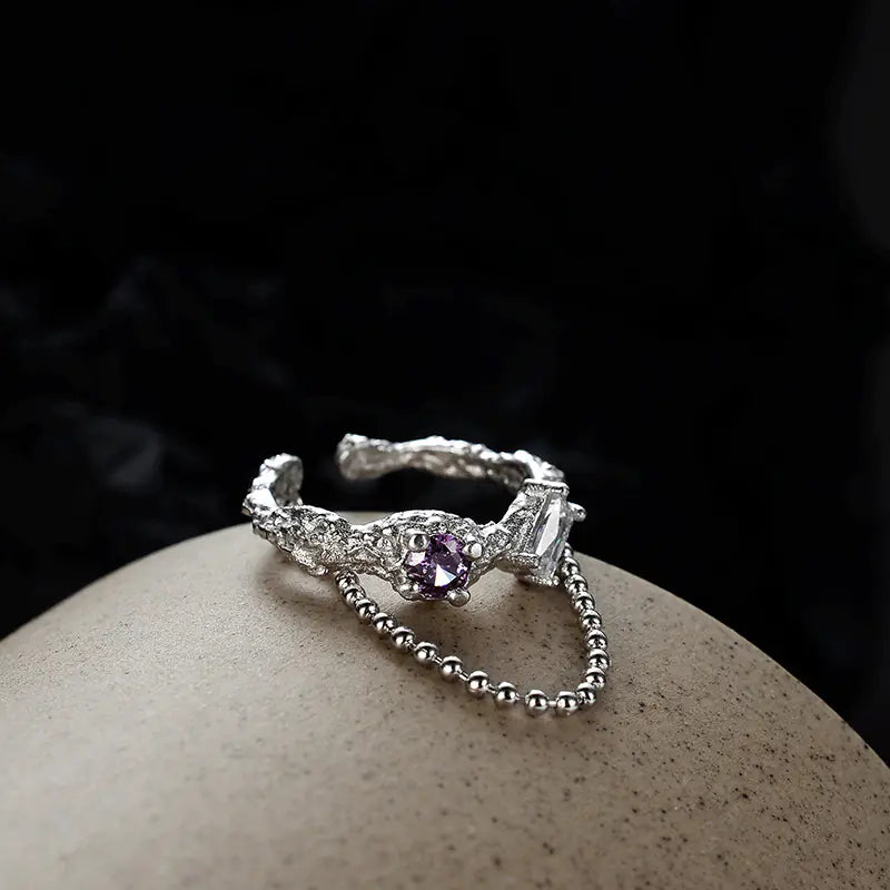 Fashion Texture Chain Ring for Women