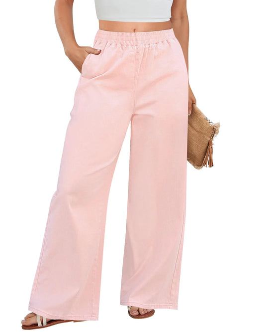 GRAPENT Womens Pull On Pants Chambray Pants