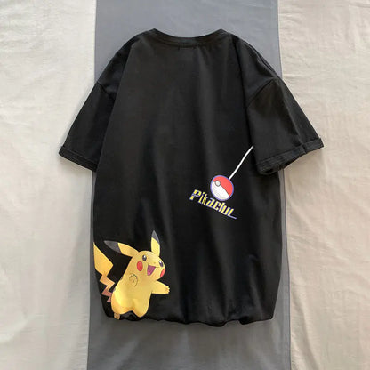Harajuku Style Pikachu Loose Cotton T-Shirt for Men