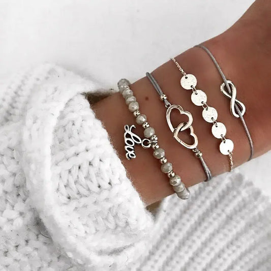 Beaded Chain Bracelet Set for Women