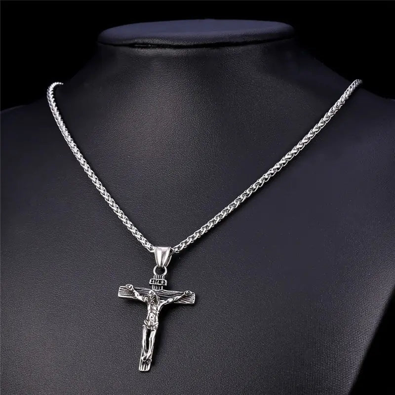 Vintage Cross Pendant Necklace for Men