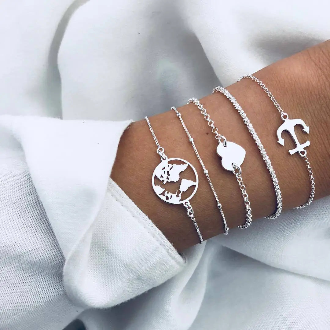 Beaded Chain Bracelet Set for Women