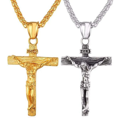 Vintage Cross Pendant Necklace for Men