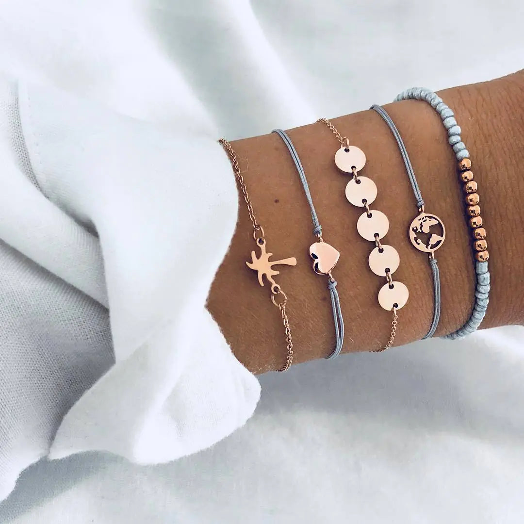 Beaded Chain Bracelet Set for Women