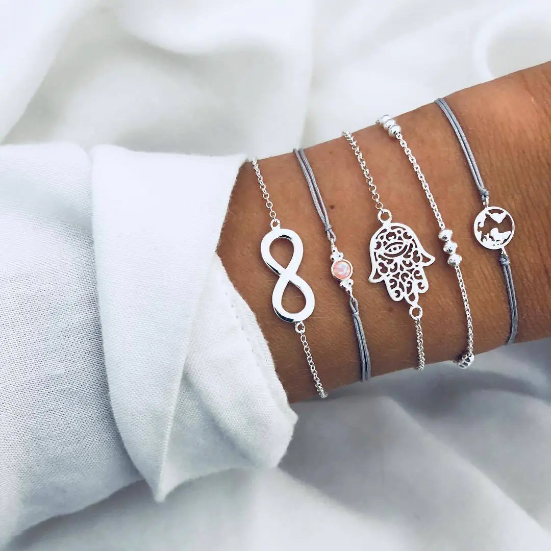 Beaded Chain Bracelet Set for Women