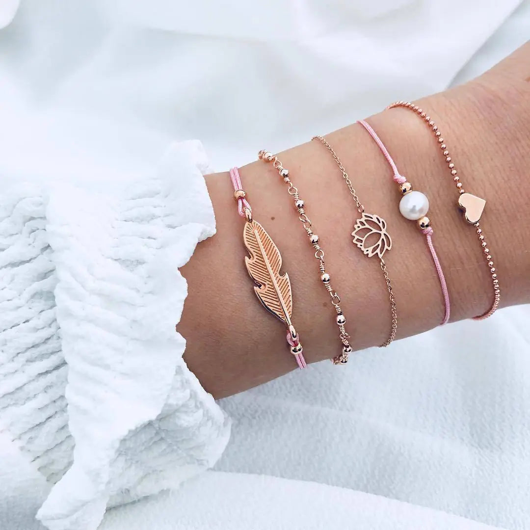 Beaded Chain Bracelet Set for Women